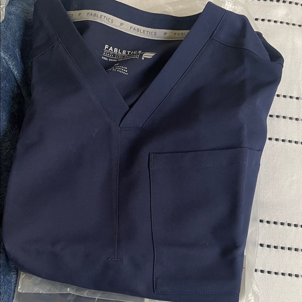 Fabletics Navy V-Neck Medical Top